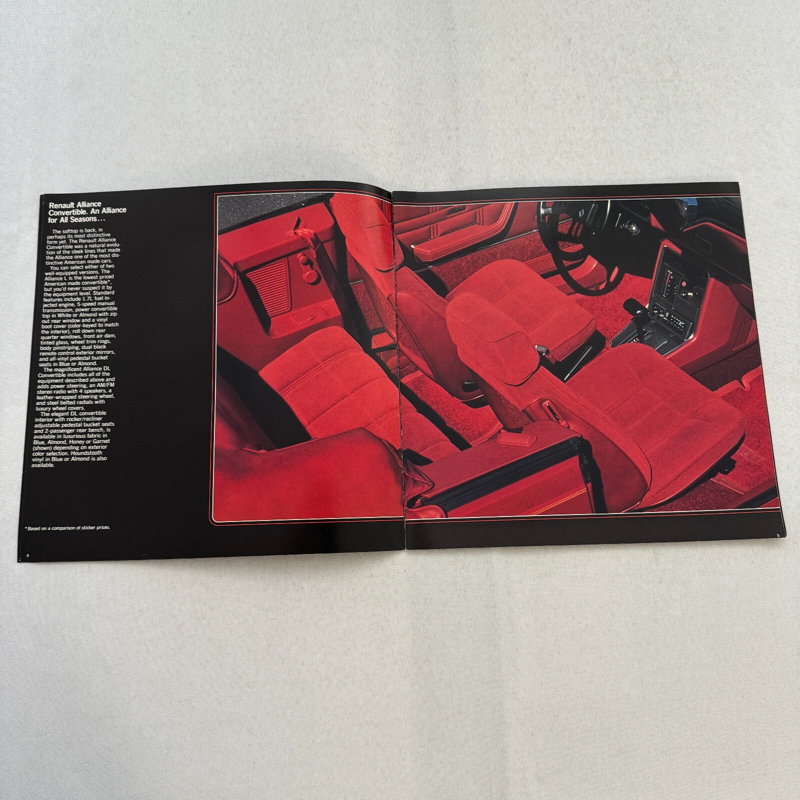 1985 Renault Alliance Car Sales Brochure Catalog Limited L DL Convertible