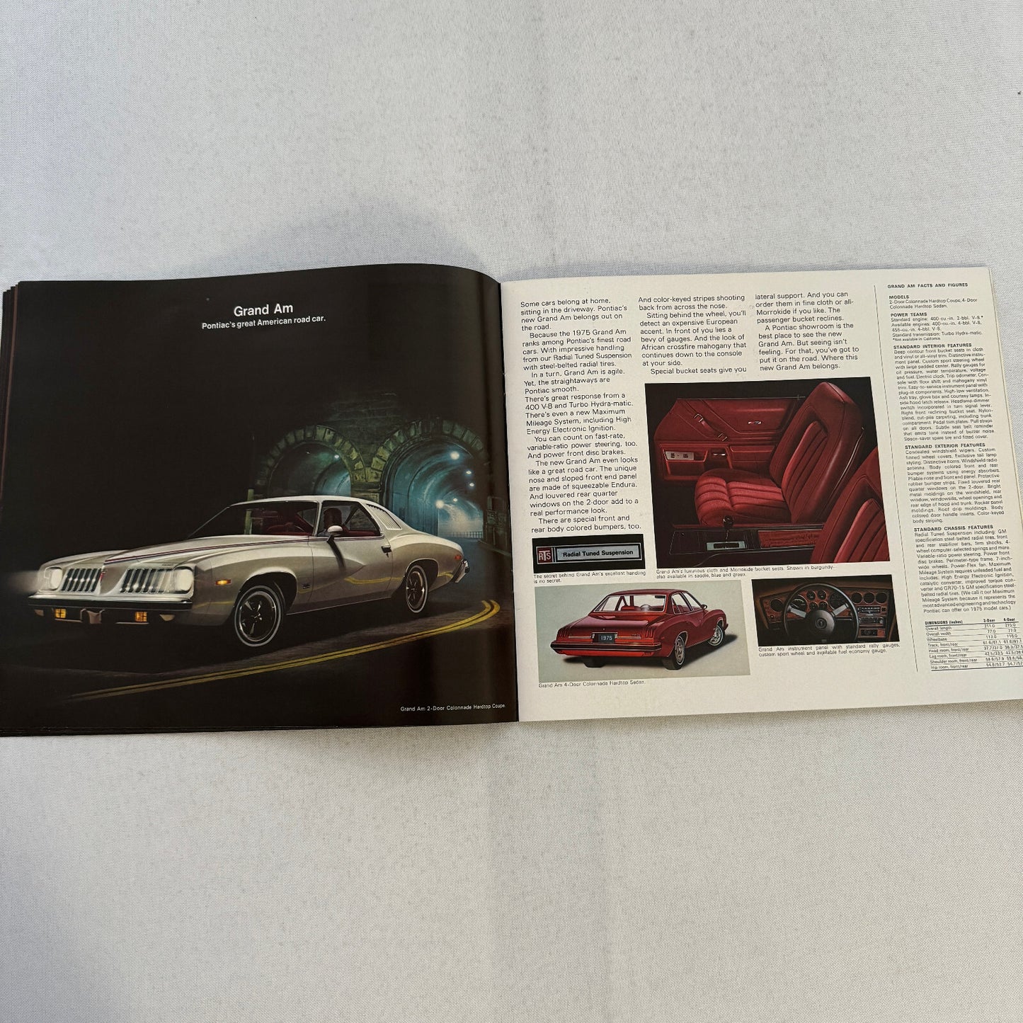 1975 Pontiac Car Sales Brochure Catalog Firebird Grand Am LeMans Grand Ville +