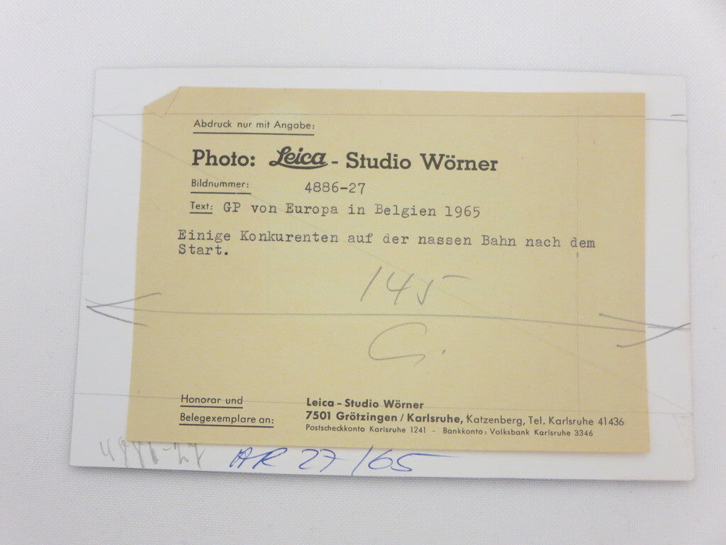 Vintage 1965 Belgian Grand Prix Racing Photograph Photo - Press Image Cars Esso 