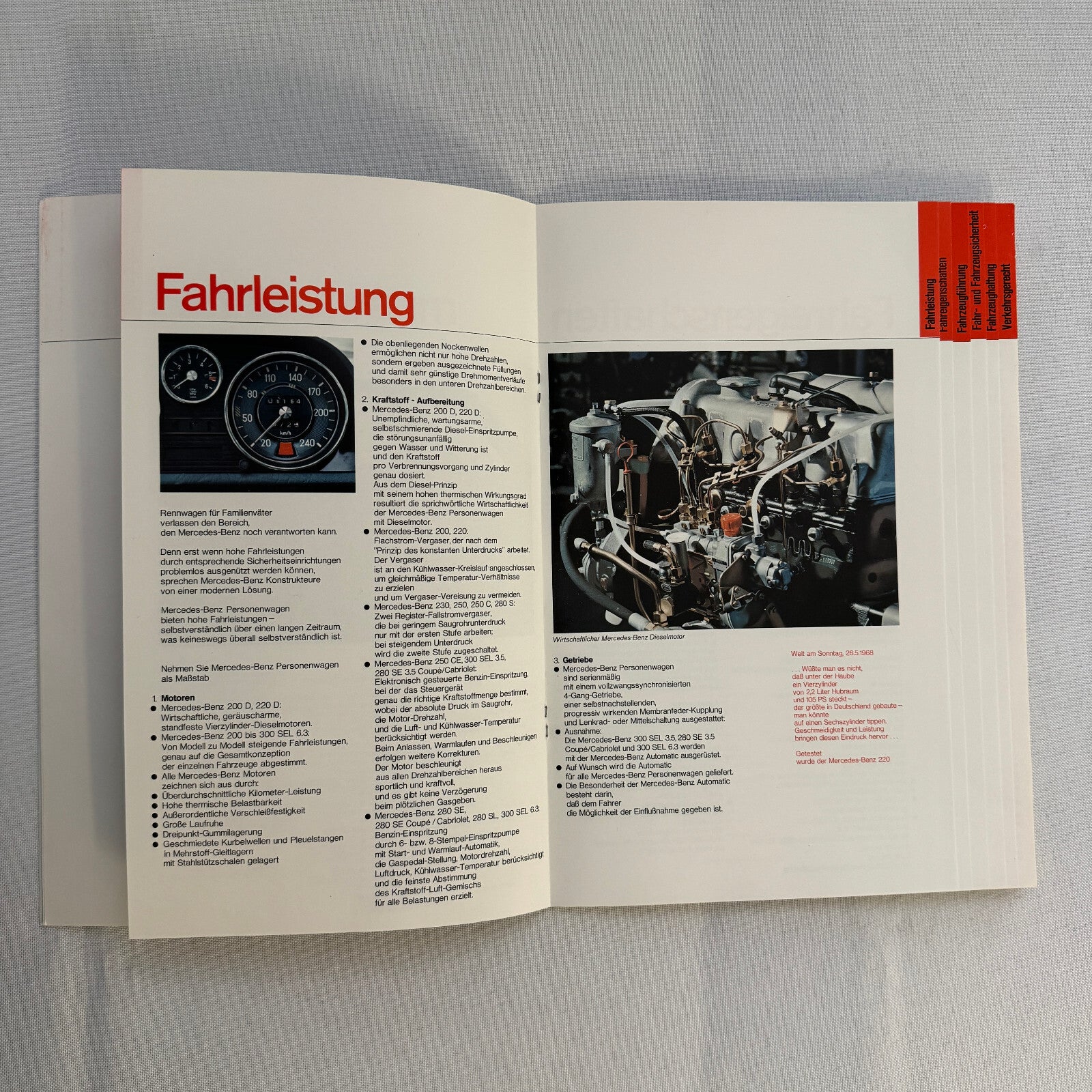 Vintage Mercedes Benz Sales Brochure Catalog 280 SL 300 SEL 600 230 250 GERMAN