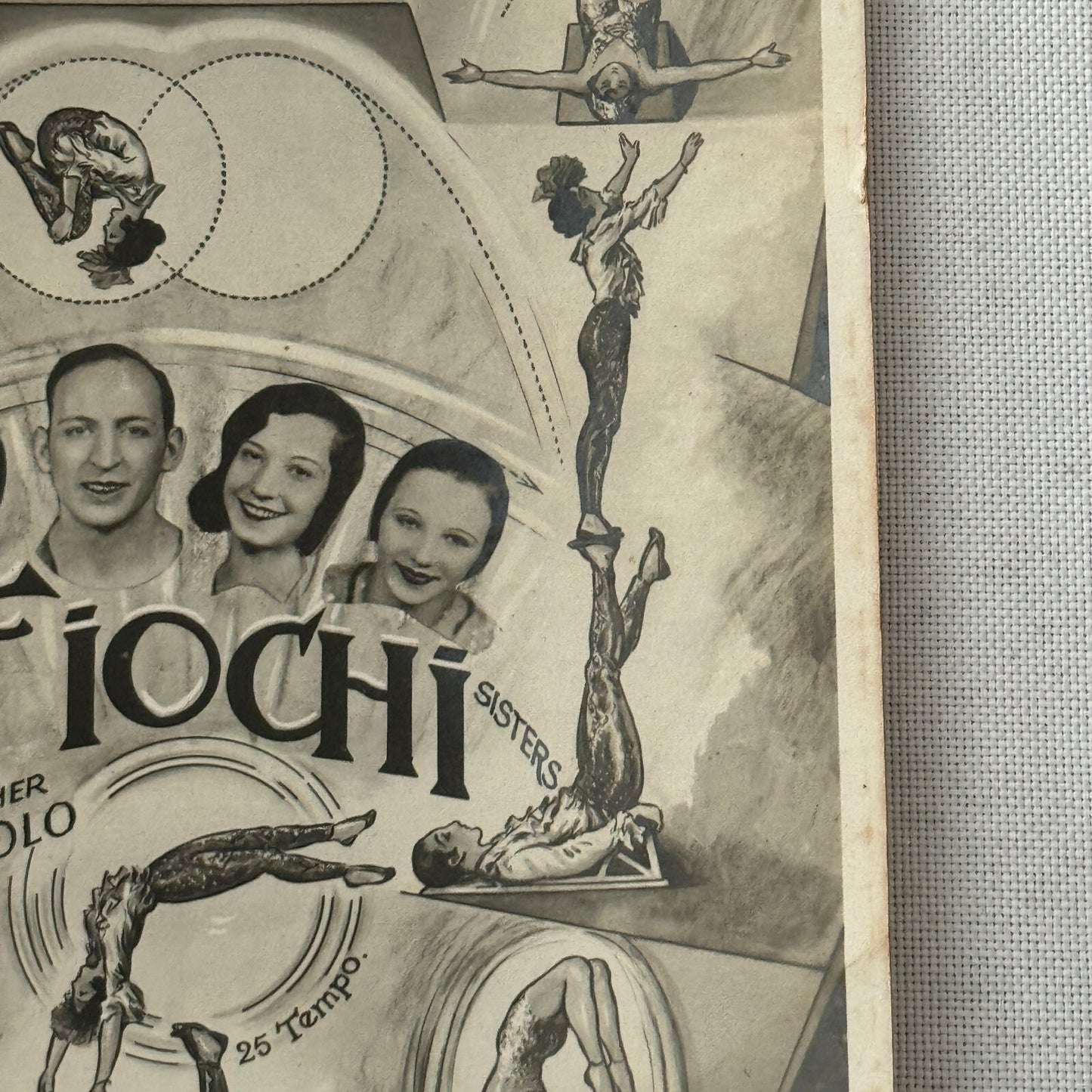 Vintage Circus Acrobat Balancing Act Photo Photograph Fiochi Sisters Paolo