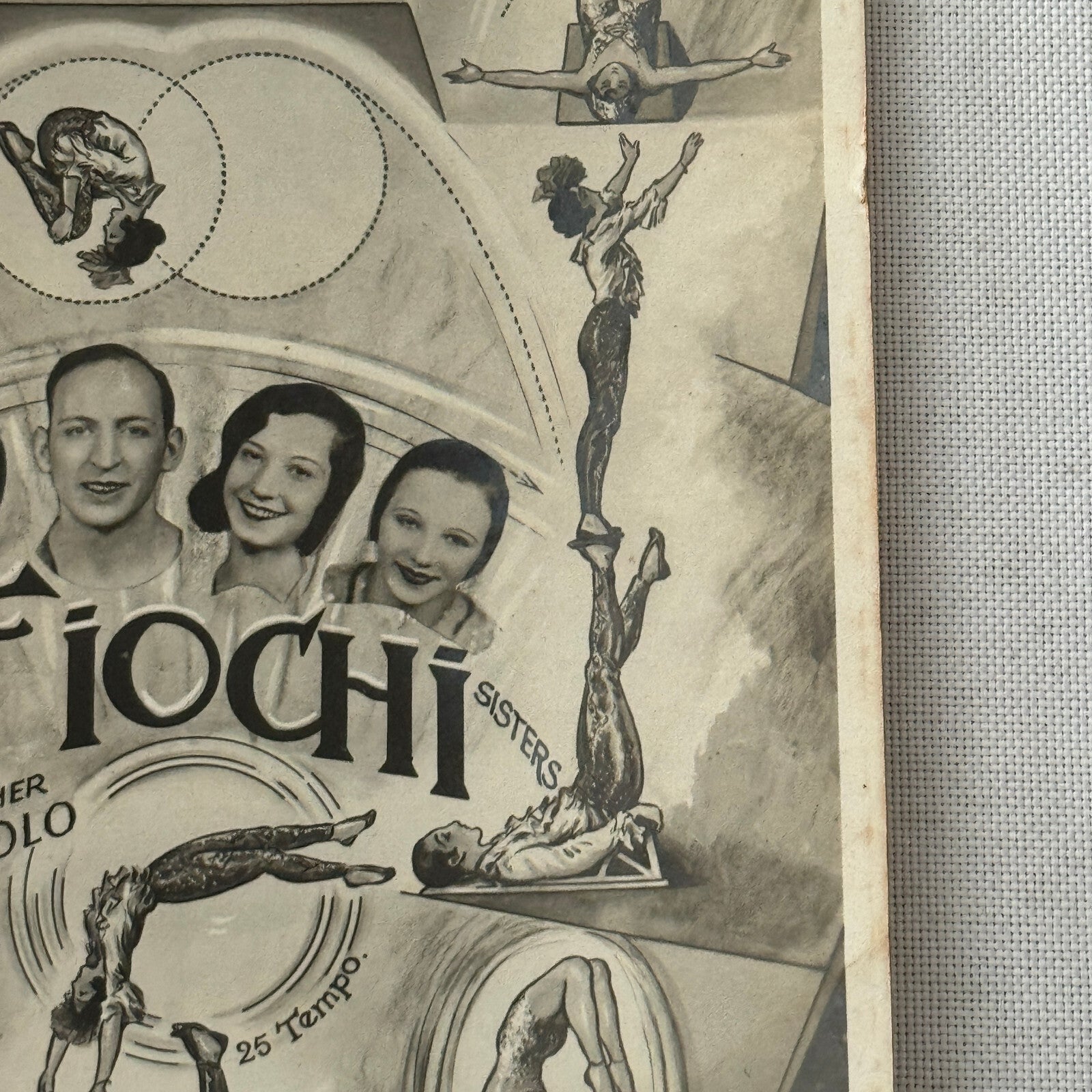 Vintage Circus Acrobat Balancing Act Photo Photograph Fiochi Sisters Paolo