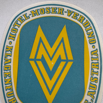 Vintage Travel Luggage Label Hotel Moser Verdino Worthersee Austria Klagenfurt