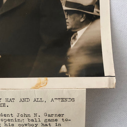 Press Photo Photograph John N Garner Vice President at Baseball Game Roosevelt