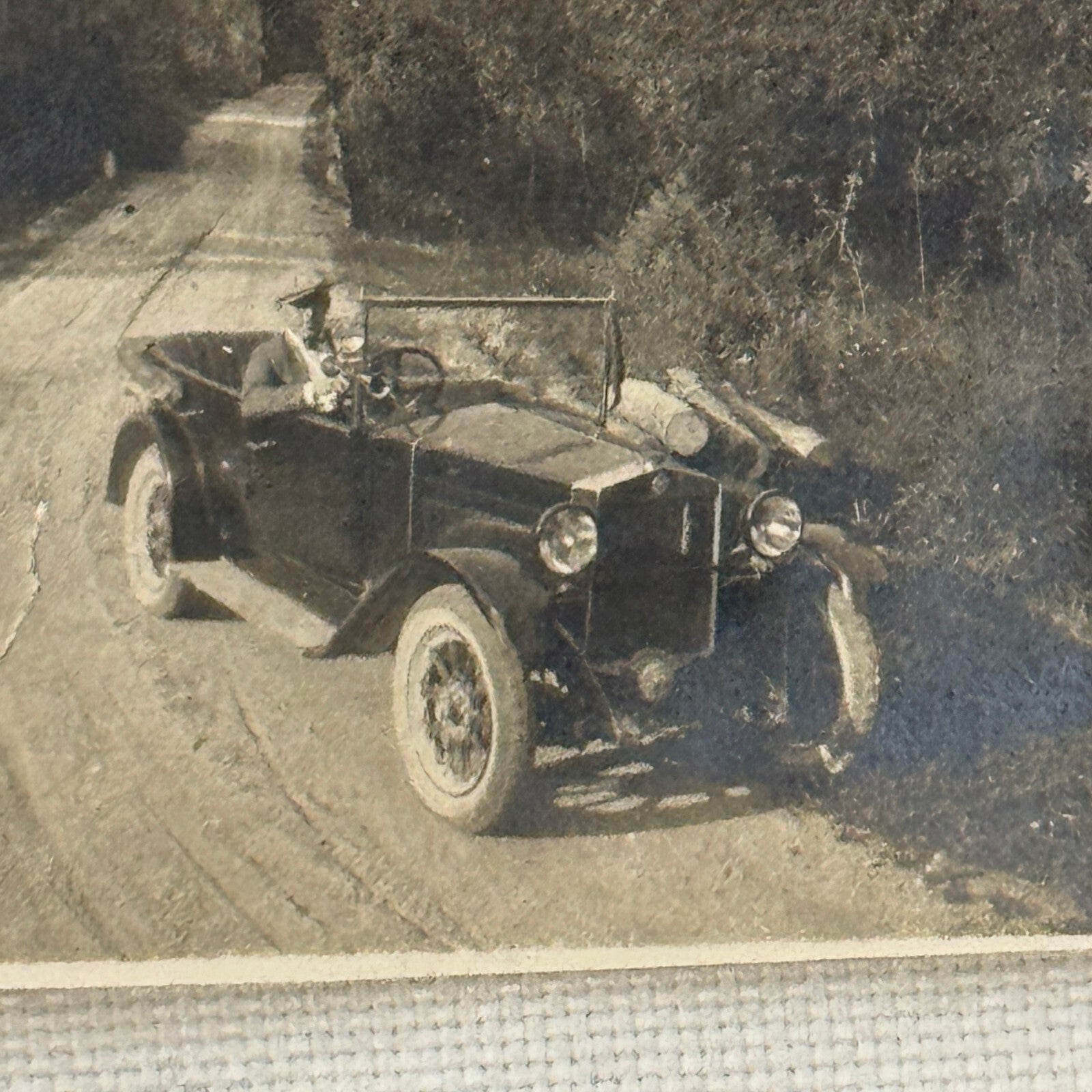 Vintage Photograph Photo Man in Antique Automobile Early Car