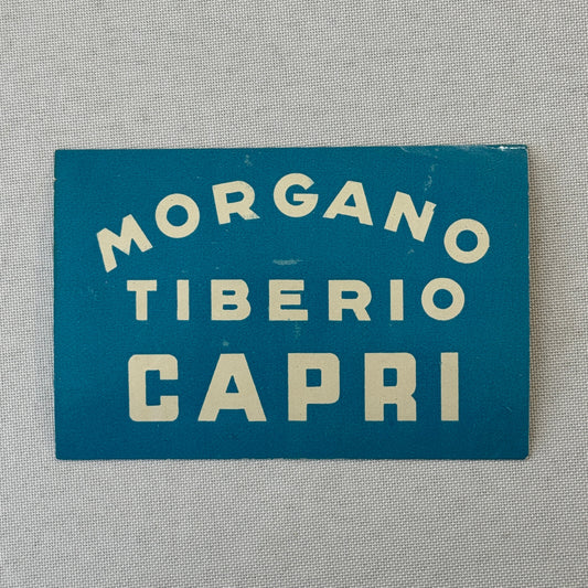 Vintage Hotel Travel Luggage Label Morgano Tiberio Capri Italy Italian