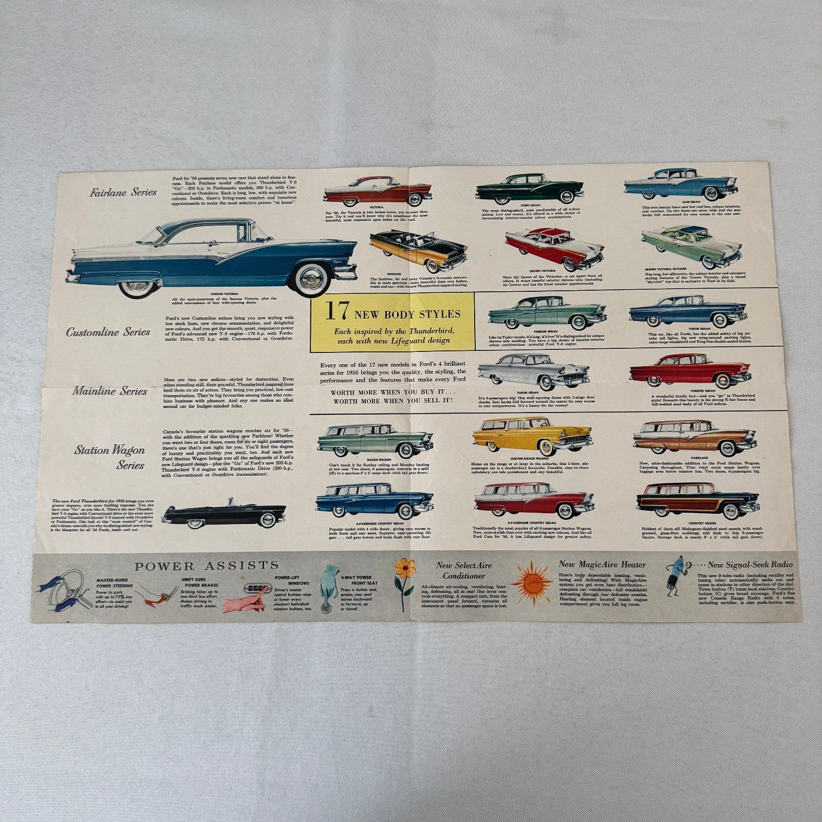 1956 Ford Car Sales Brochure Catalog Canadian Thunderbird Ranch Wagon Parklane +