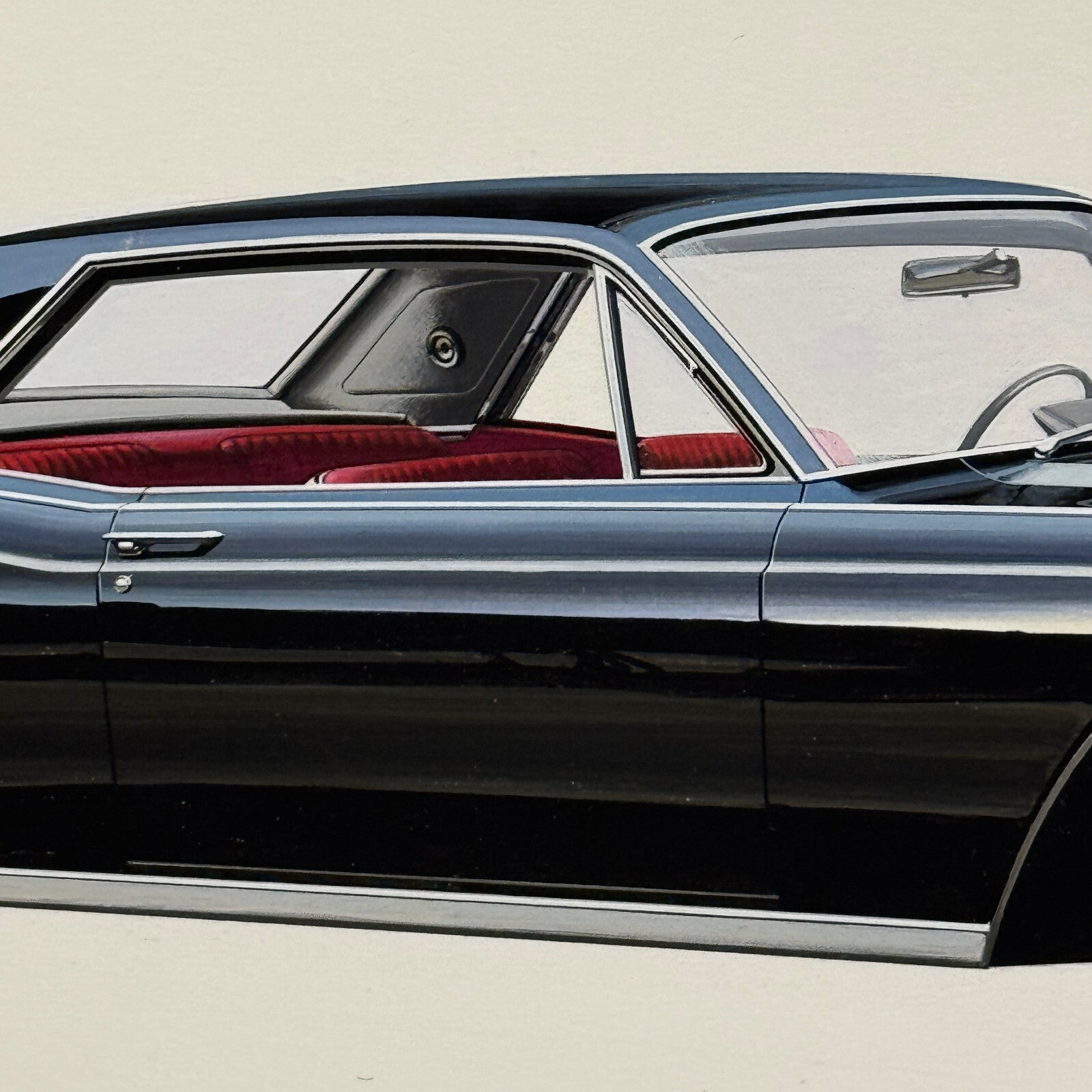 Vintage Lincoln Continental Car Automobile Illustration Art Drawing Hand Drawn