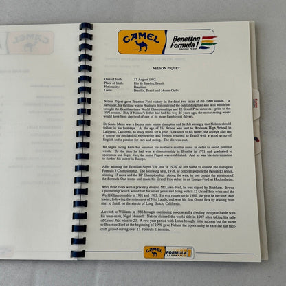 Camel Formula One Racing Press Kit Brochure Nelson Piquet Nigel Mansell 1991