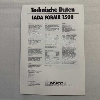 Lada Forma 1500 Car Sales Brochure Catalog Advertising German Text European