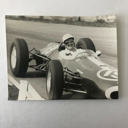 Vintage Racing Car and Driver Photo Photograph Print Motorsport Race