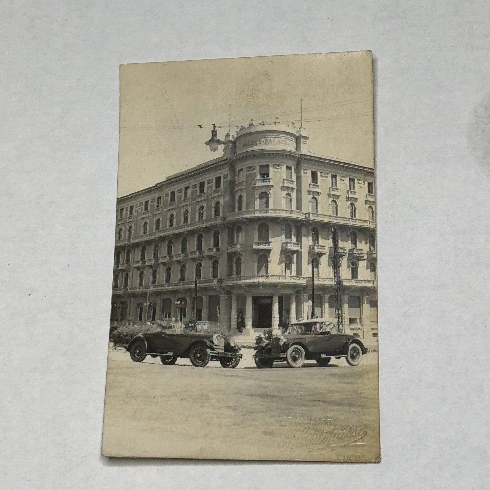 Antique Car Automobile Building Italian Photo Postcard Post Card RPPC