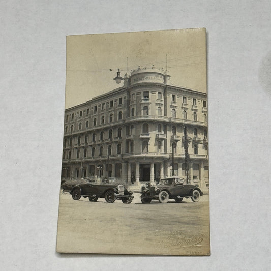 Antique Car Automobile Building Italian Photo Postcard Post Card RPPC