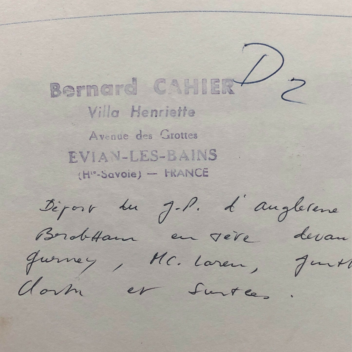 Vintage Grand Prix Car Racing Photo Photograph - Dan Gurney + Bernard Cahier 