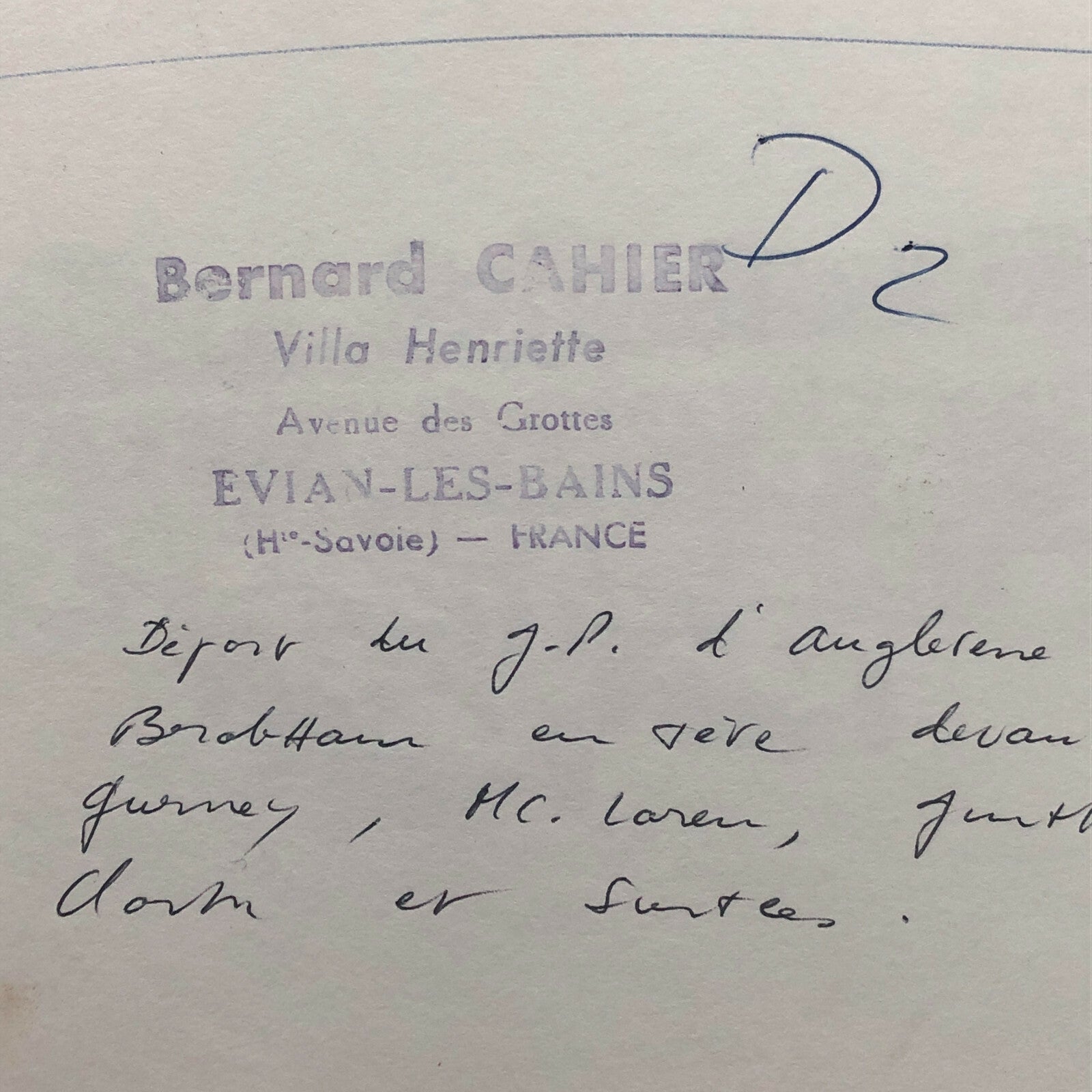 Vintage Grand Prix Car Racing Photo Photograph - Dan Gurney + Bernard Cahier 