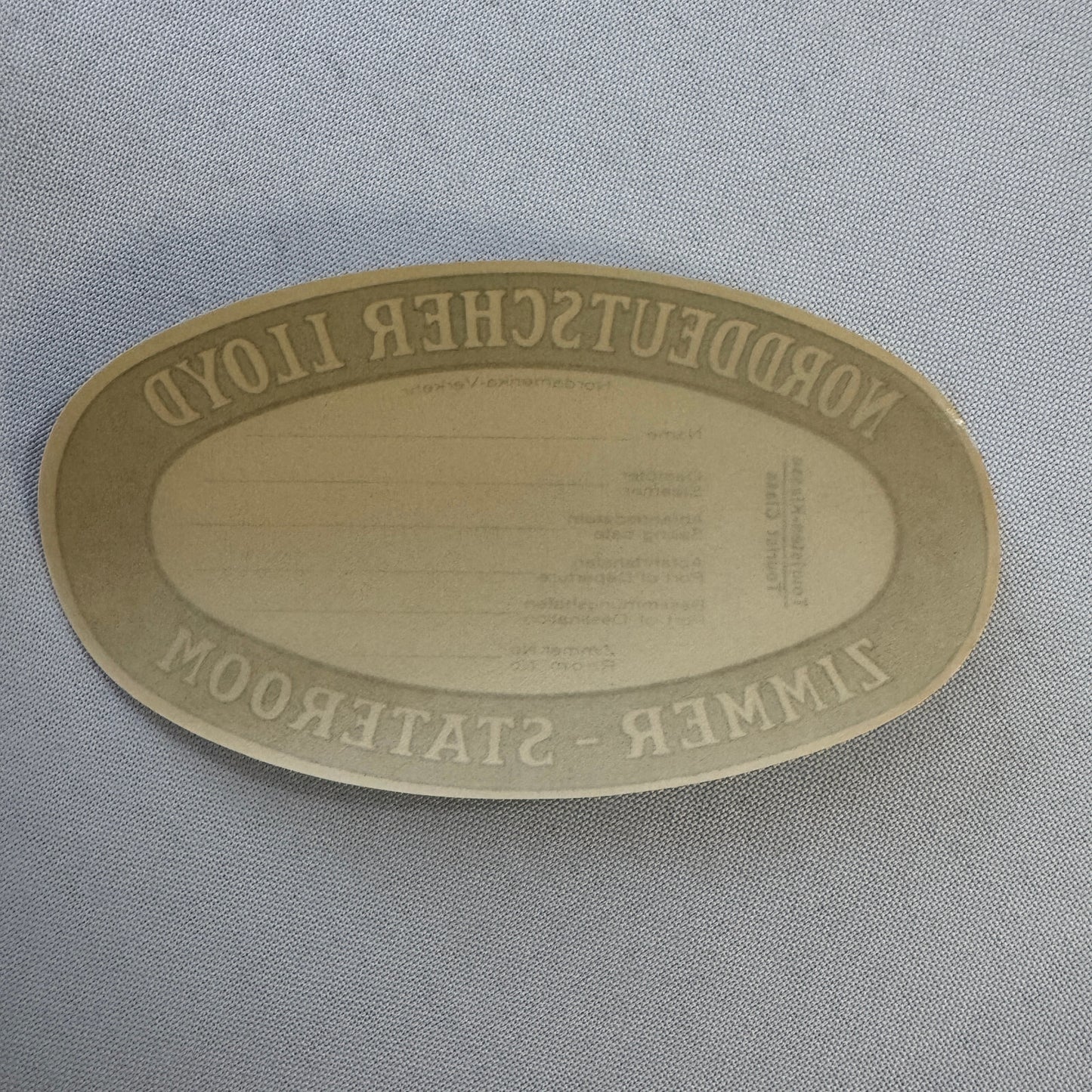 Vintage Norddeutscher Lloyd Zimmer Luggage Label Ship Boat