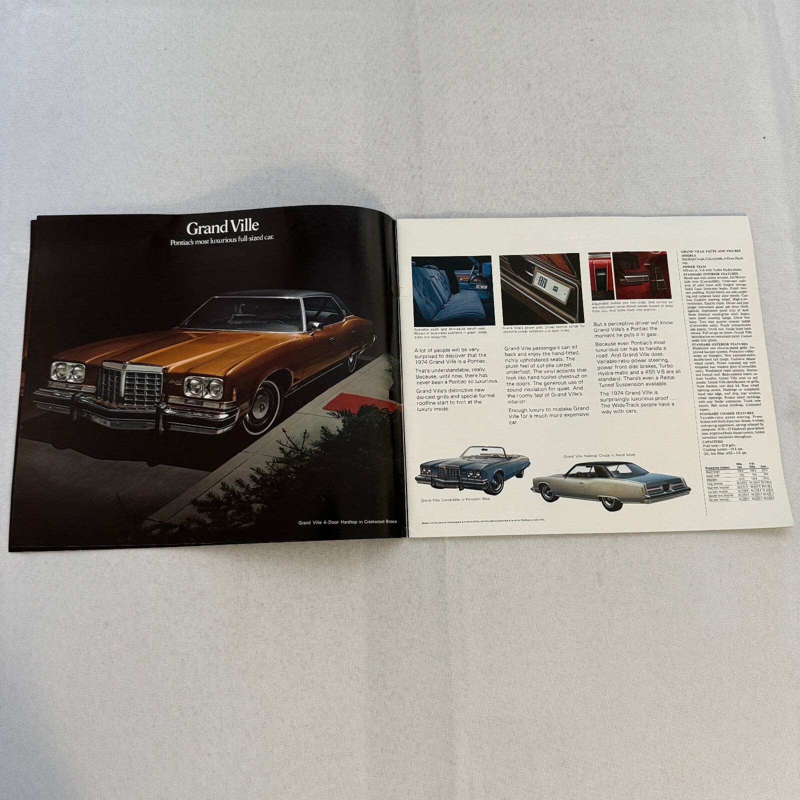 1974 Pontiac Car Sales Brochure Catalog Firebird Grand Prix GTO Ventura Grand Am
