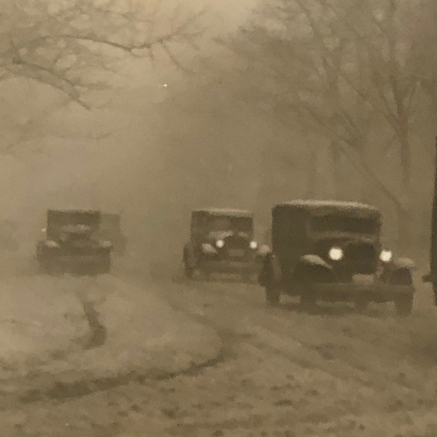 Press Photo Photograph Cars Automobiles Buses in Winter Storm Washington DC