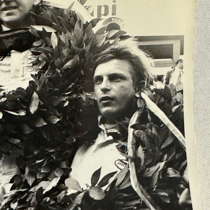 Vintage Racing Photograph Drivers on Victory Podium Race Photo