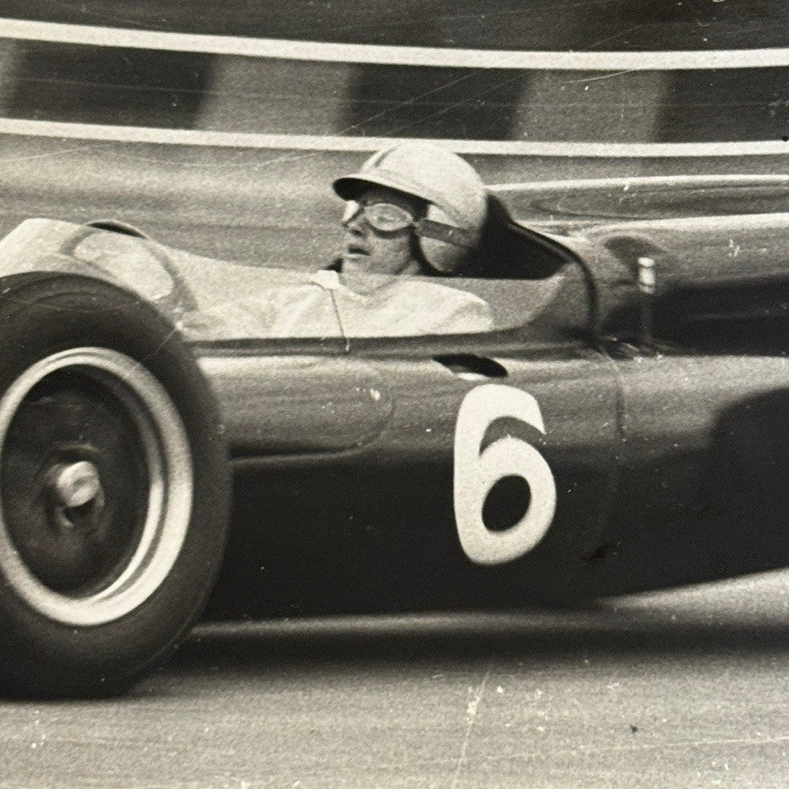 Vintage Racing Photo Photograph Print Unidentified Driver in Car Motorsport Race