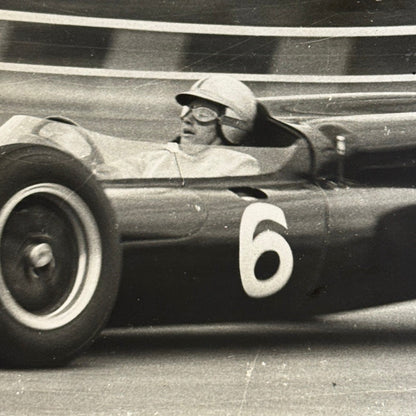 Vintage Racing Photo Photograph Print Unidentified Driver in Car Motorsport Race
