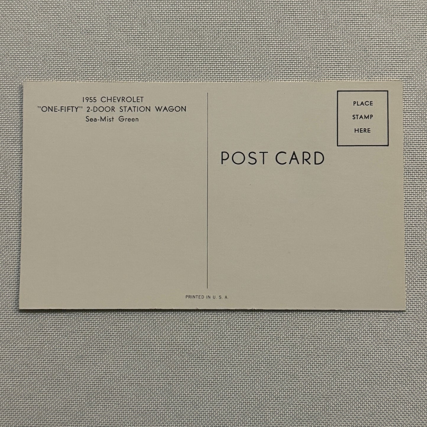 1955 Chevrolet One Fifty 2-Door Station Wagon Advertising Postcard Vintage