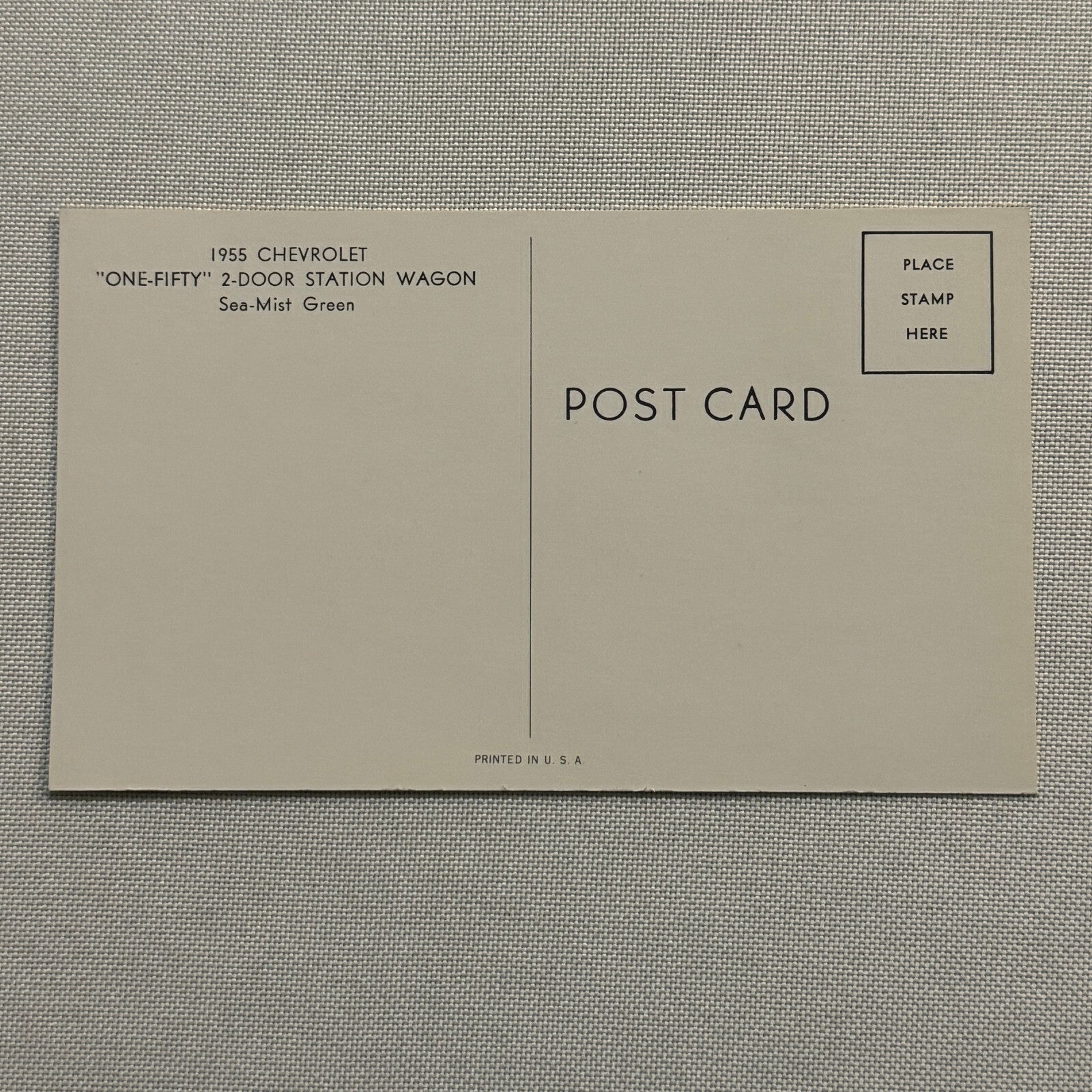 1955 Chevrolet One Fifty 2-Door Station Wagon Advertising Postcard Vintage