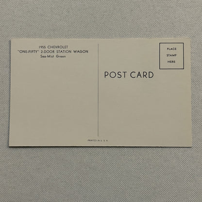 1955 Chevrolet One Fifty 2-Door Station Wagon Advertising Postcard Vintage