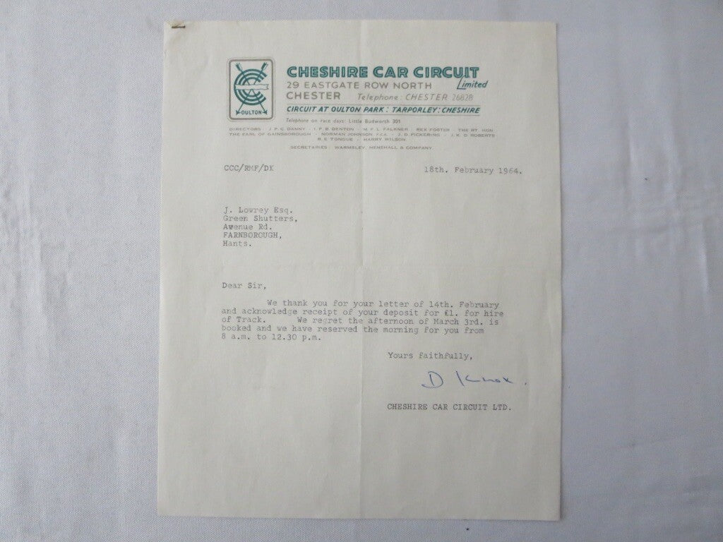 1964 Cheshire Car Circuit Race Track UK Oulton Park - Joseph Lowrey Motor Sport