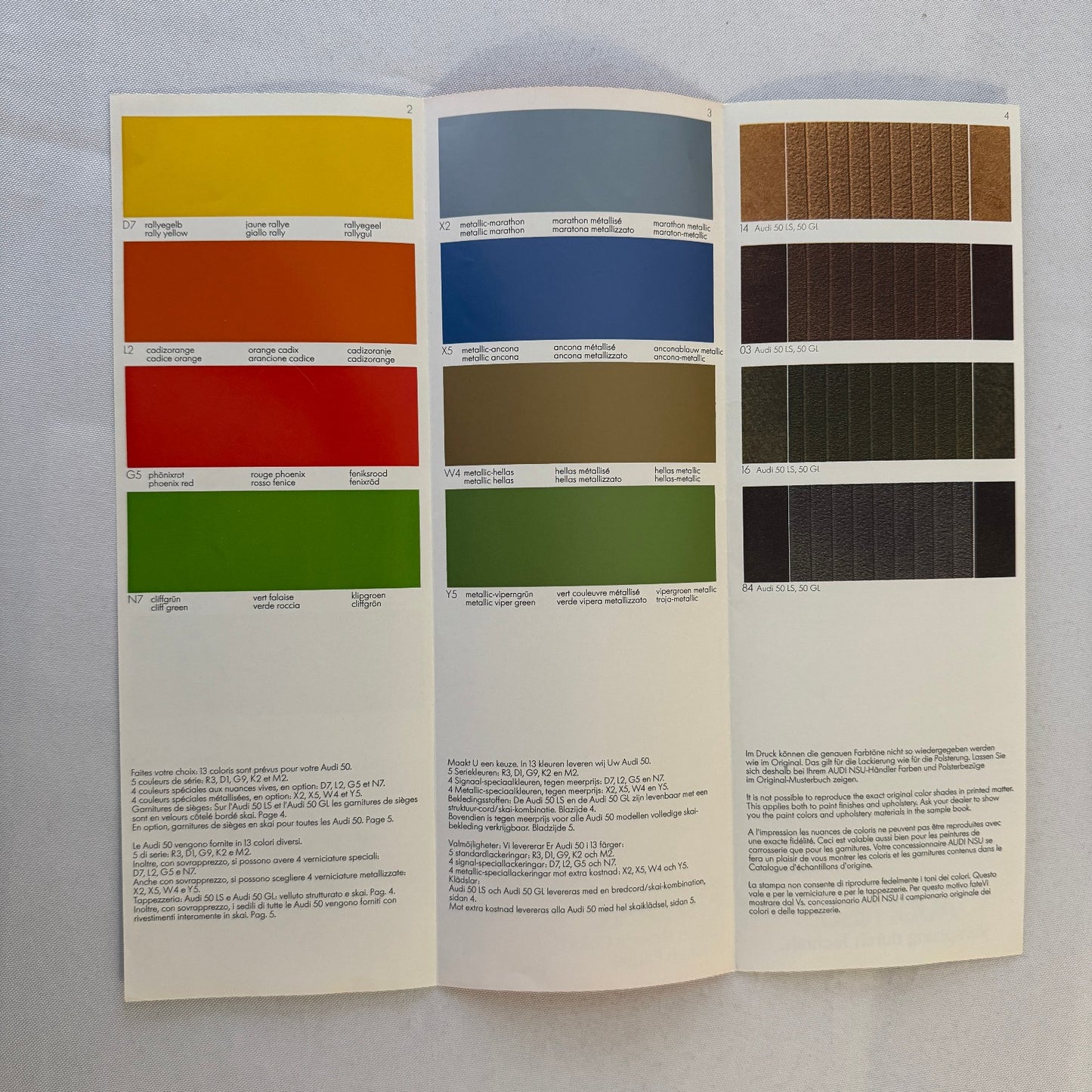 Audi 50 Poster Sales Brochure Catalog Advertising 1974 1975 GERMAN
