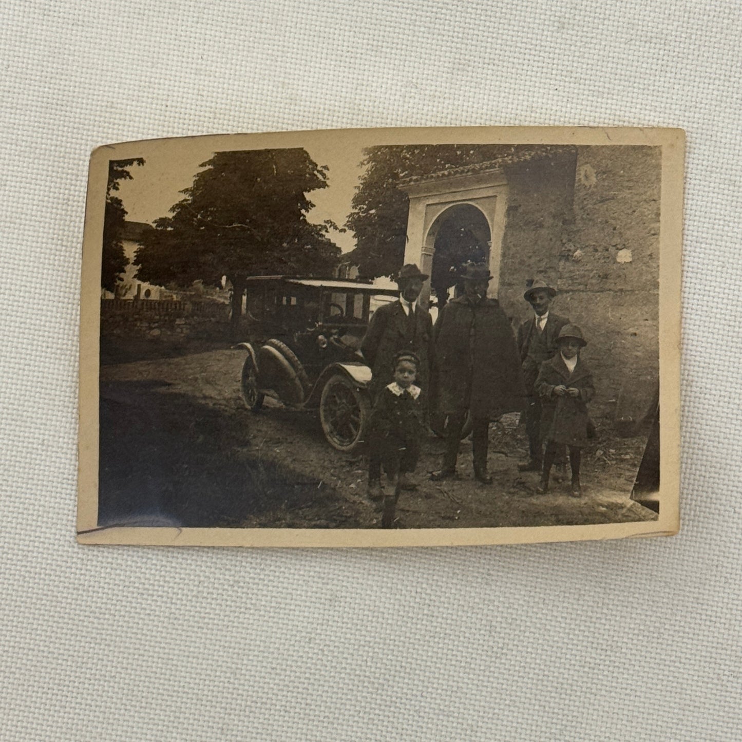 Vintage Photograph Photo Antique People with Early Automobile Car Children Kids