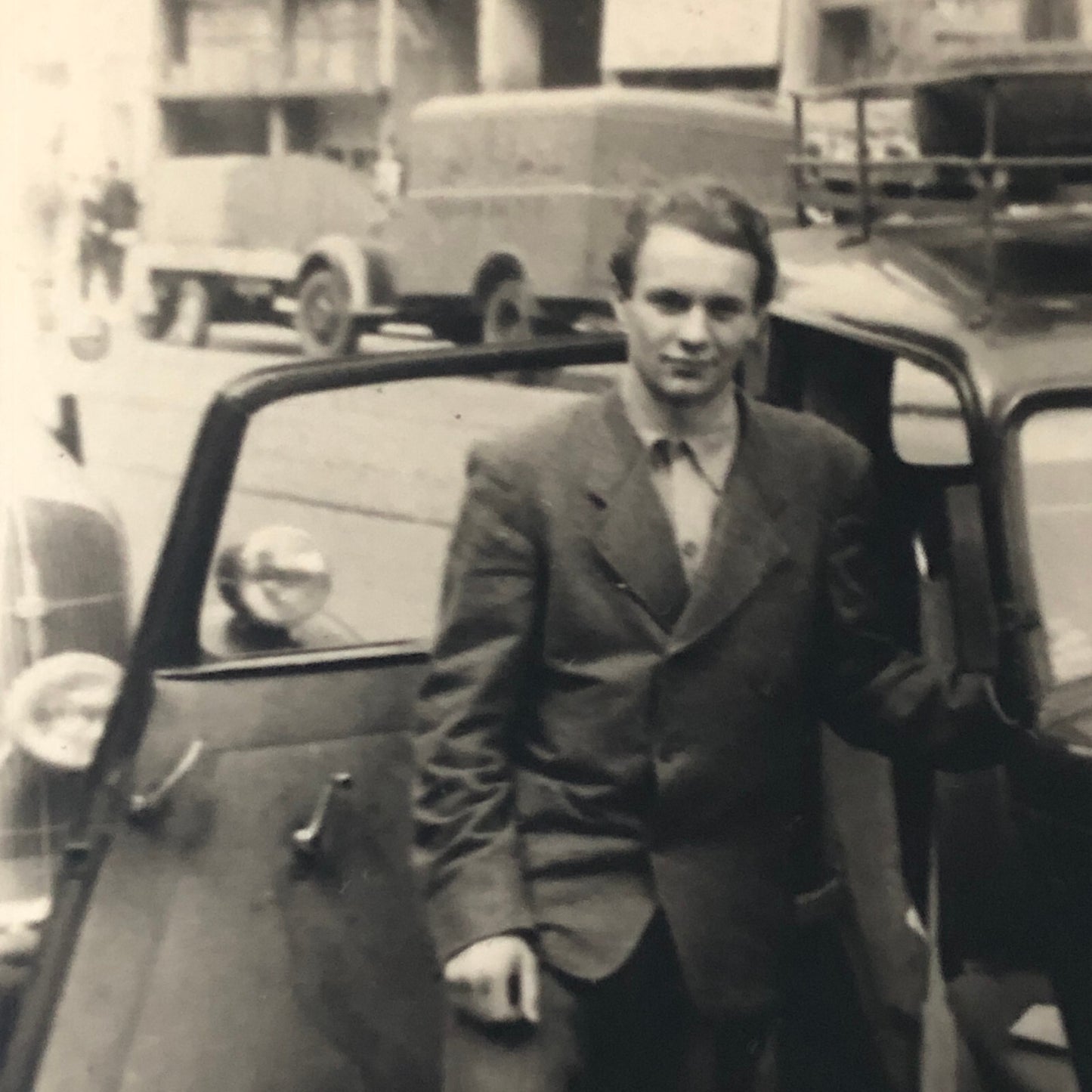 Vintage Photo Photograph Snapshot Man with Car Automobile Germany + AL22SM2
