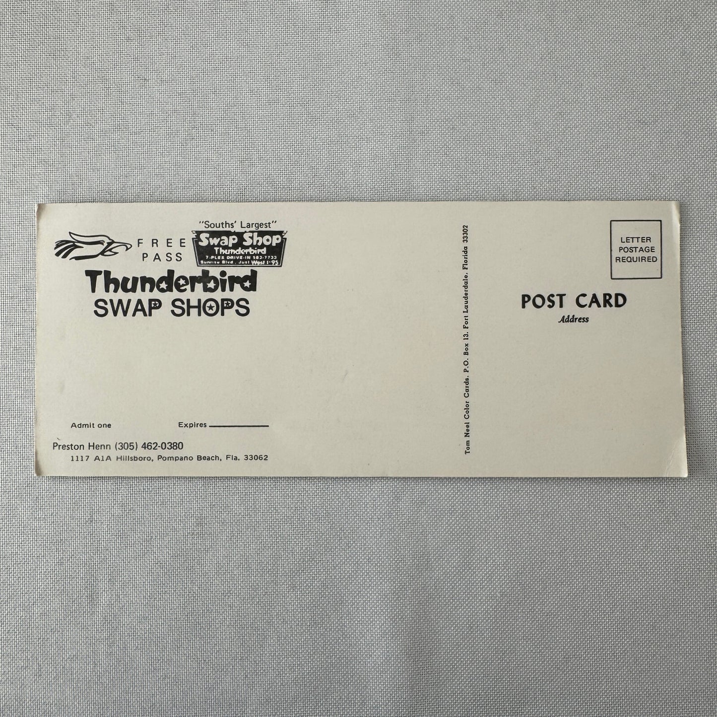 Thunderbird Racing Swap Shop Postcard Post Card Vintage