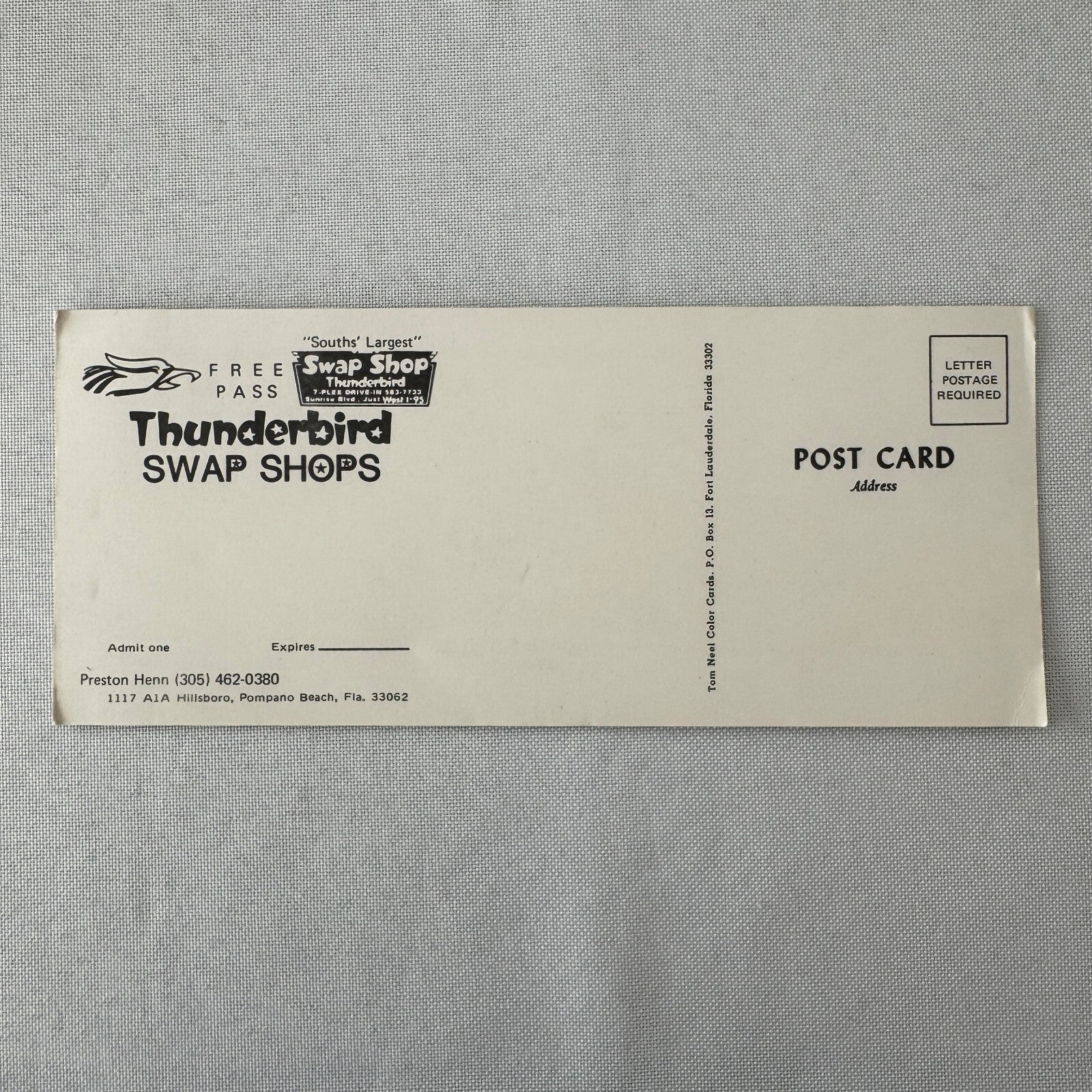 Thunderbird Racing Swap Shop Postcard Post Card Vintage