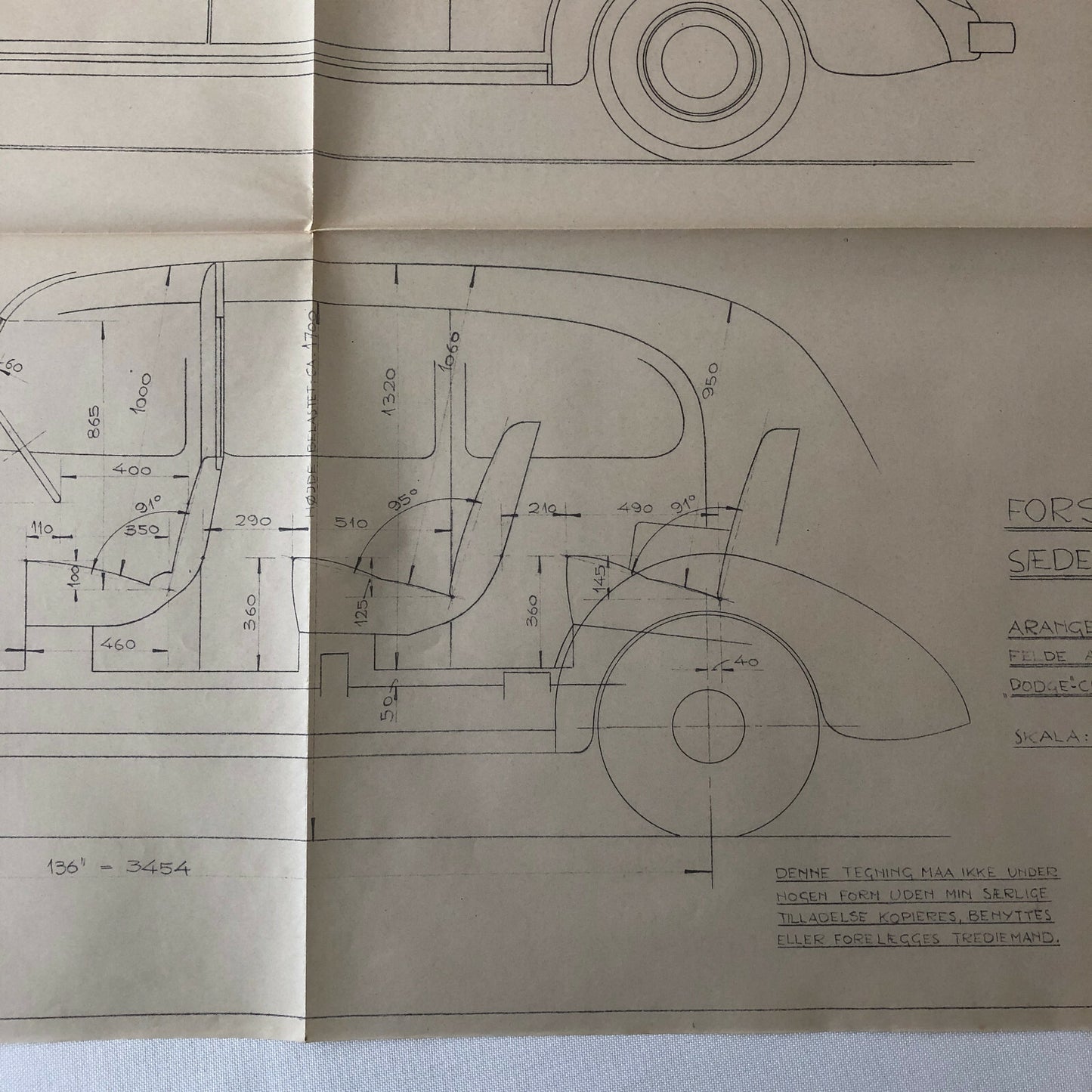 1937 Coachbuilder Car Design Blueprint Rendering Blue Print 6 Door Limousine 