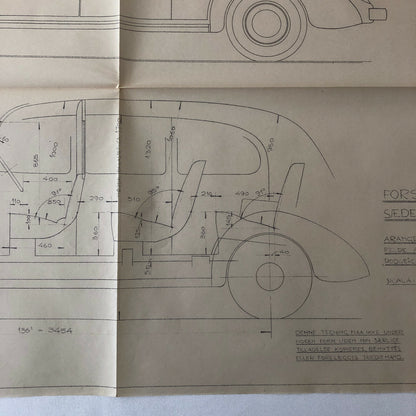 1937 Coachbuilder Car Design Blueprint Rendering Blue Print 6 Door Limousine 