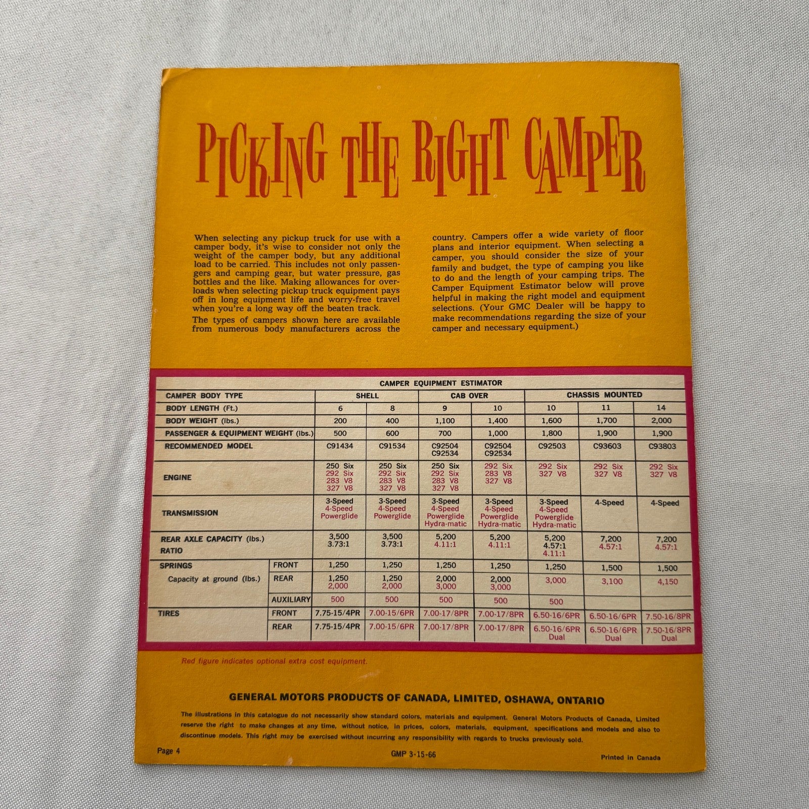 Vintage GMC Camper Sales Brochure Catalog Handi Bus Suburban Pickup Canadian