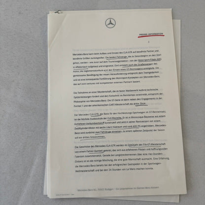 1997 Mercedes CLK GTR GT Racing Press Kit Photos GERMAN