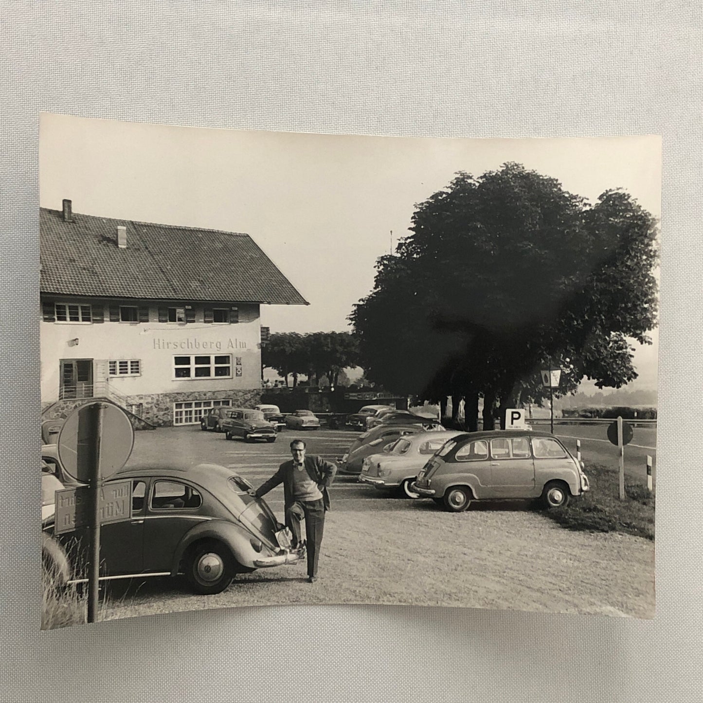 Vintage Photo Photograph Man with Volkswagen Beetle VW Bug Fiat 500 Multipla Car