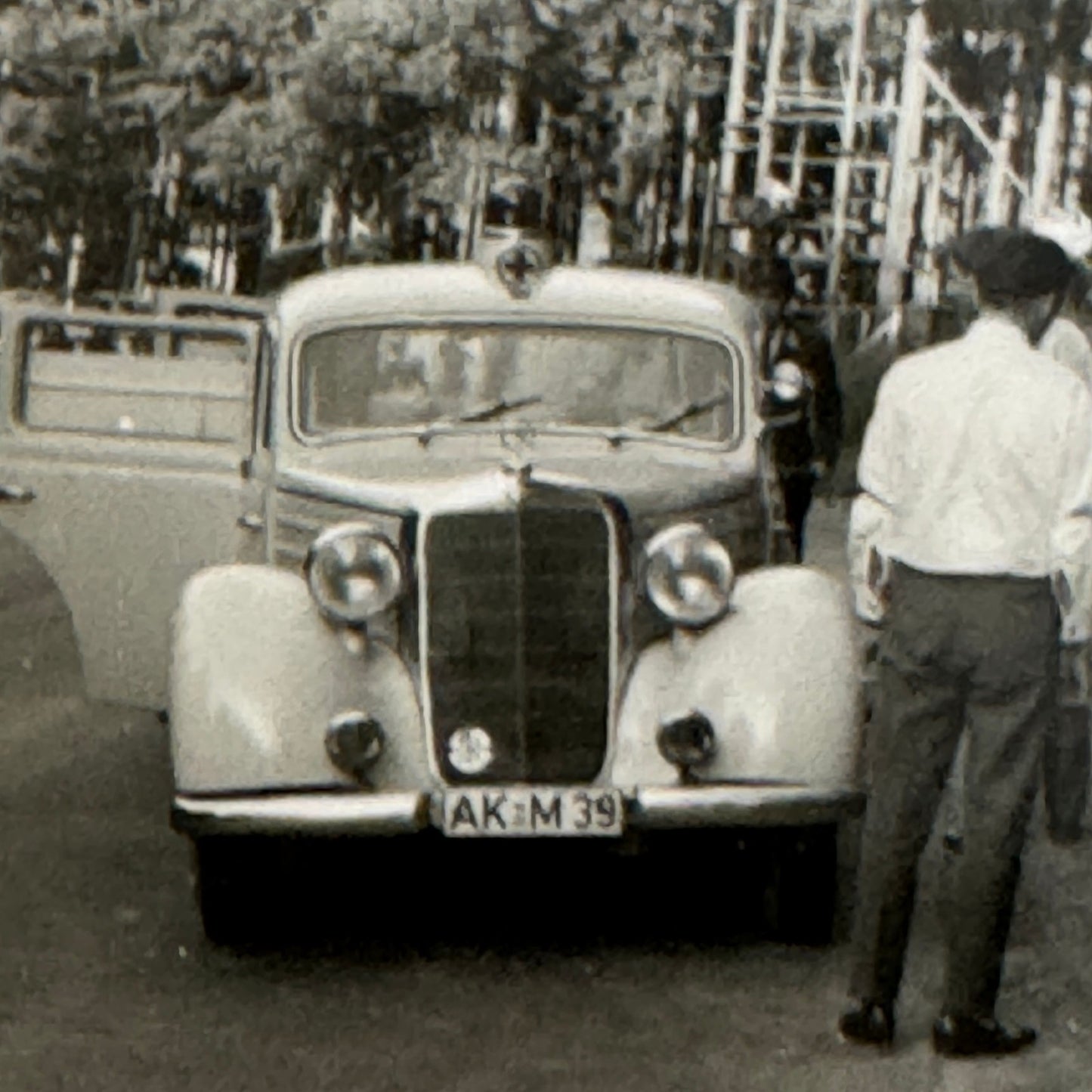 Vintage Snapshot Photo Photograph Print Mercedes Benz Car Automobile Men