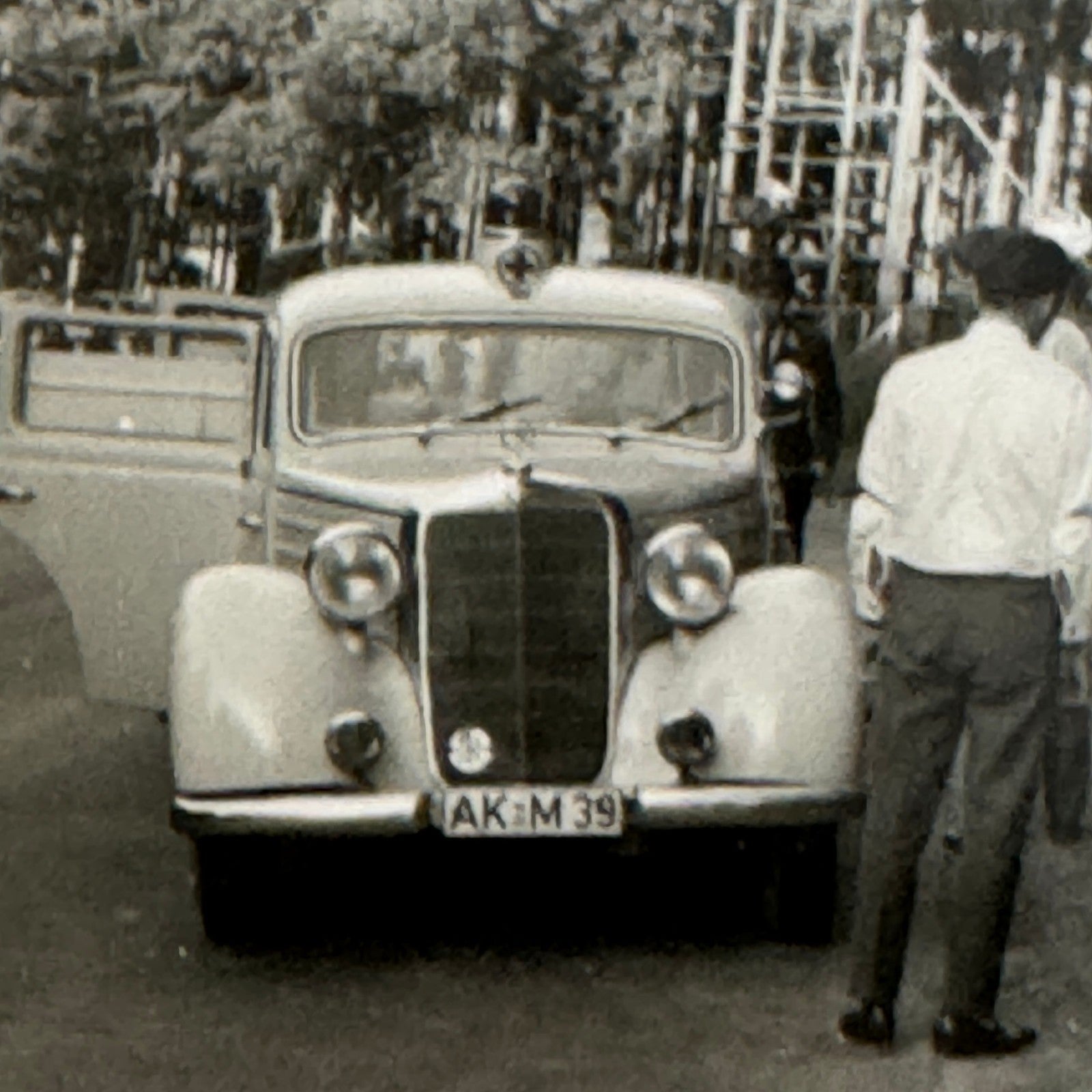 Vintage Snapshot Photo Photograph Print Mercedes Benz Car Automobile Men