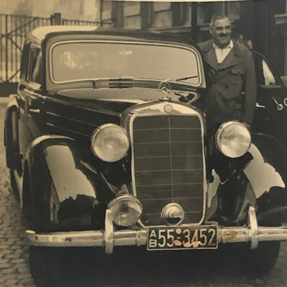 Vintage Photo Photograph Man with Classic Mercedes Benz Car Automobile
