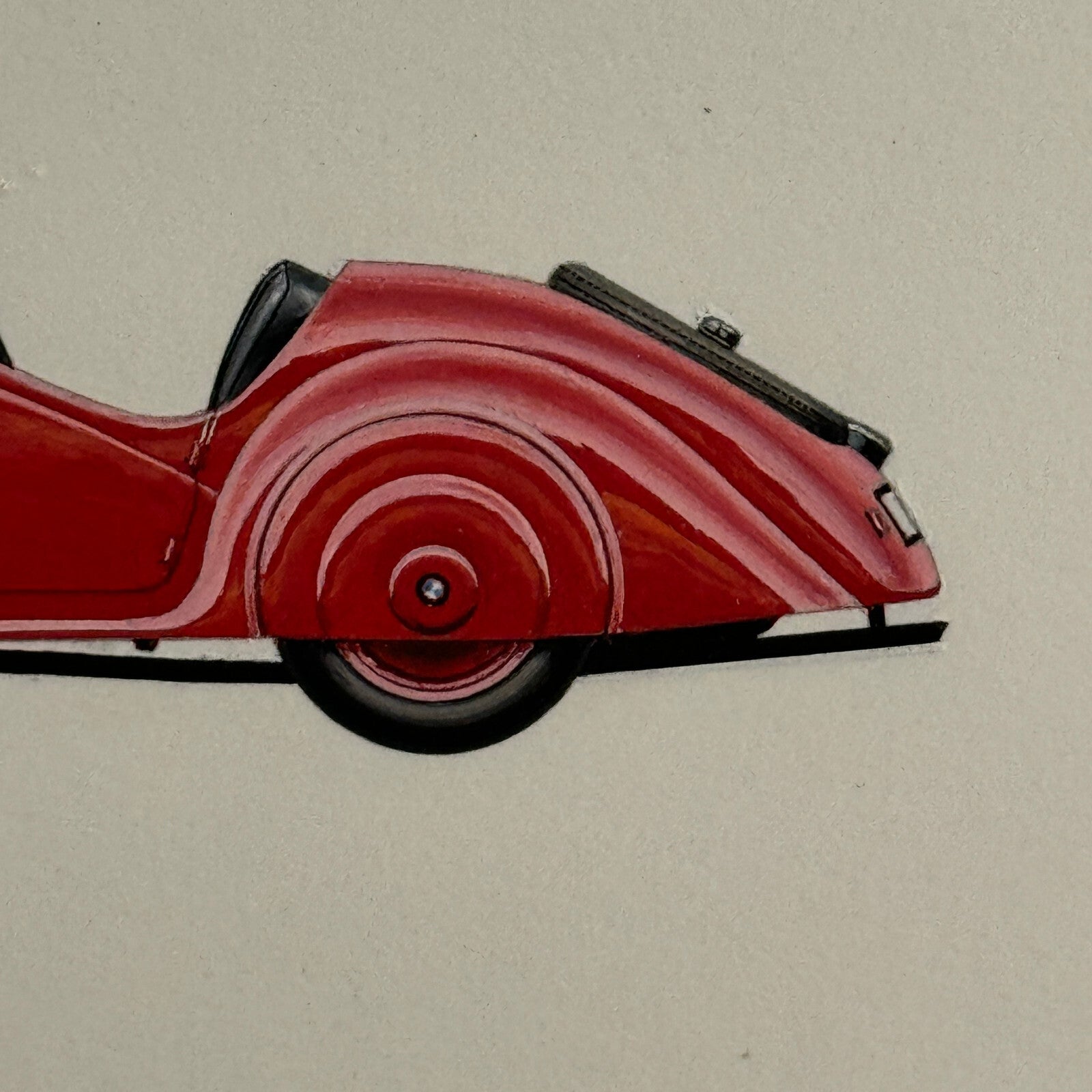 1938 BMW 328 Car Illustration Art Drawing Hand Drawn Vintage Miniature Detailed