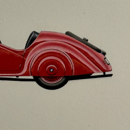 1938 BMW 328 Car Illustration Art Drawing Hand Drawn Vintage Miniature Detailed