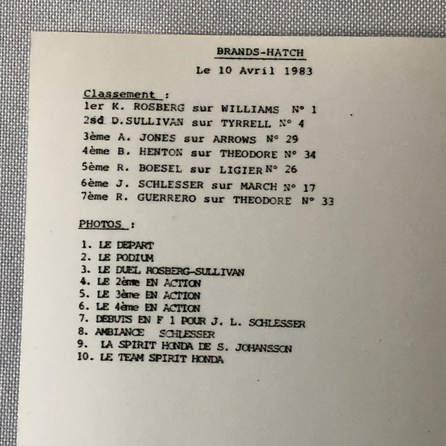 1983 Brands Hatch Honda Racing Car Photograph Print DPPI Press Photo