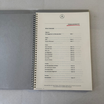 1996 Mercedes ITC AMG Racing Press Kit Dario Franchitti Ellen Lohr Kurt Thiim