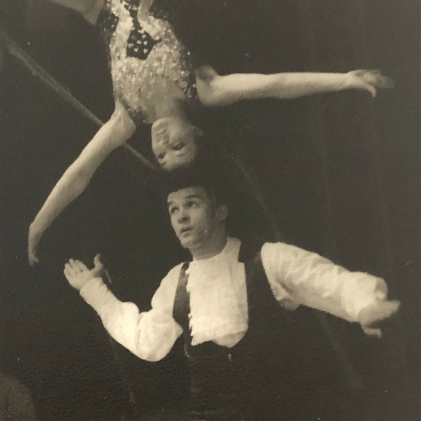 Circus Performer Balancing Act Balancing Woman on Unicycle Photo Photograph