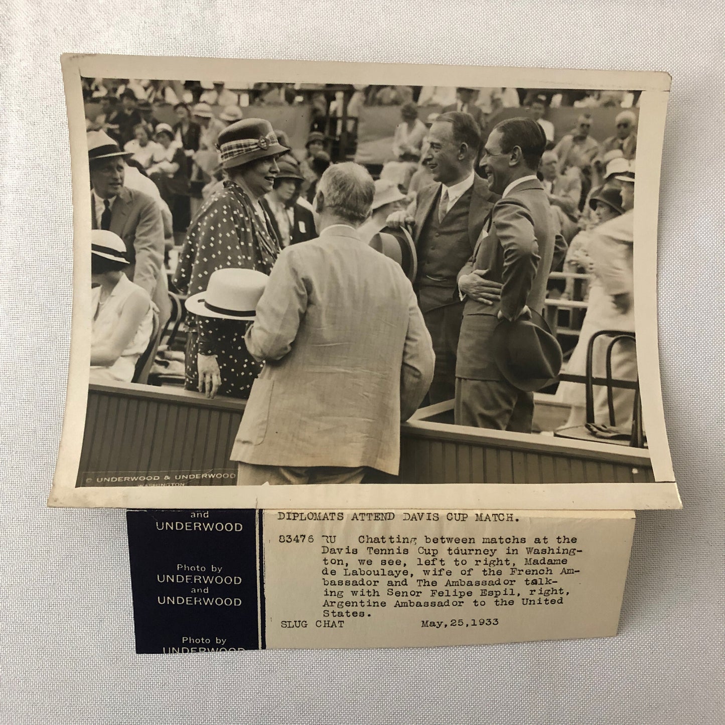 Press Photo Diplomats at Davis Cup Tennis Tournament Match 1933 Underwood Photo