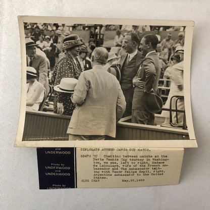 Press Photo Diplomats at Davis Cup Tennis Tournament Match 1933 Underwood Photo