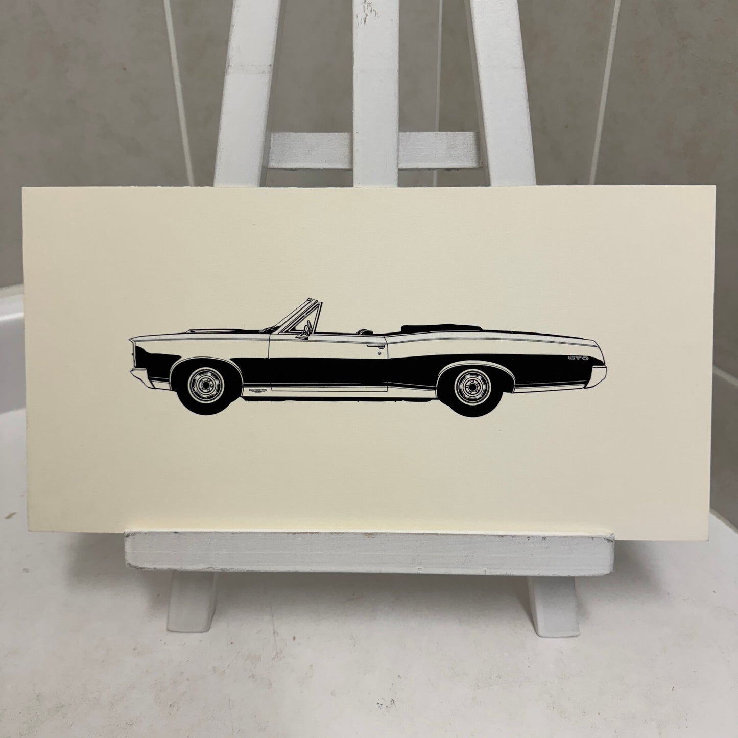 1967 Pontiac GTO Convertible Car Automobile Illustration Art Drawing Hand Drawn